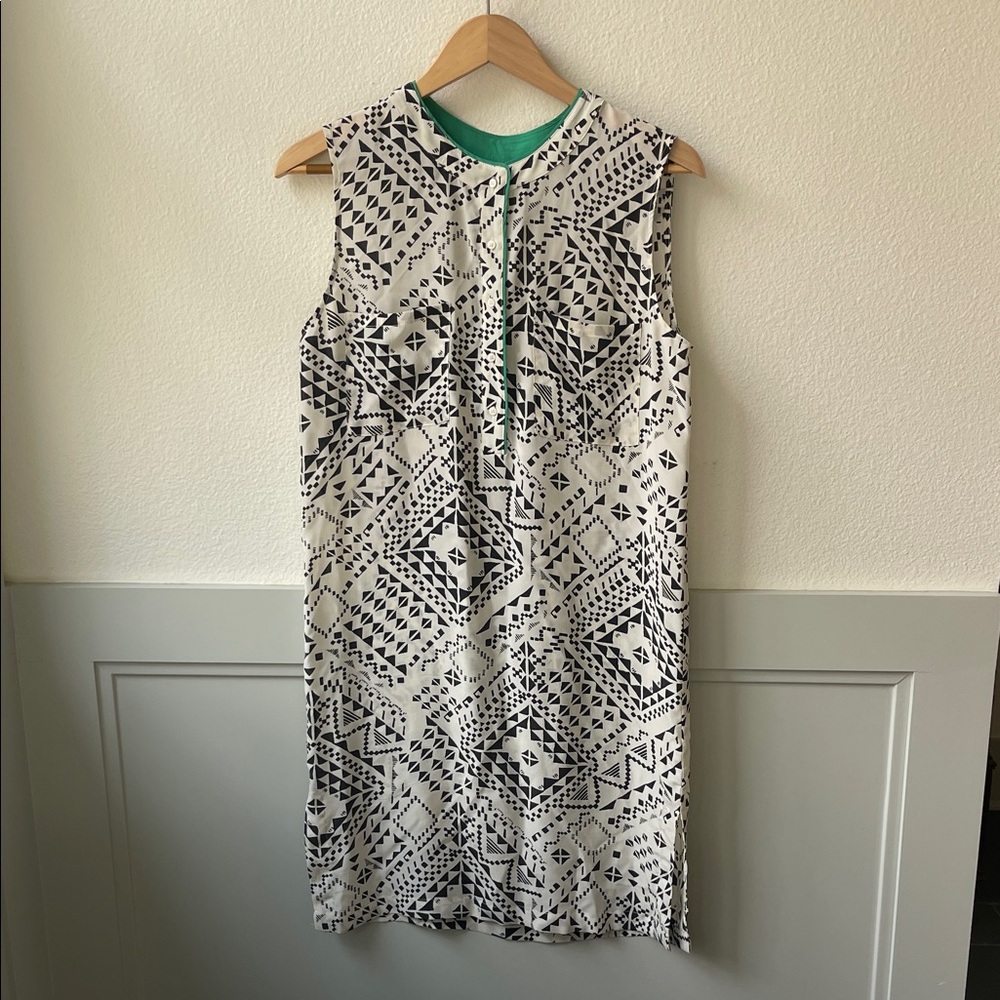Brochu Walker White and Black Geometric Sleeveless Dress
